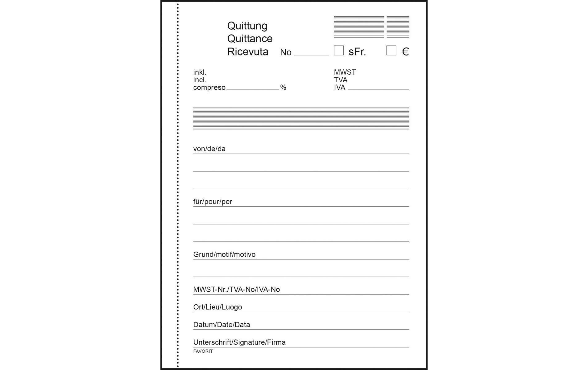 Durchschreibeblock 104 x 144 mm Quittungen Bonus, 84 BlattQuittungen in D/F/I