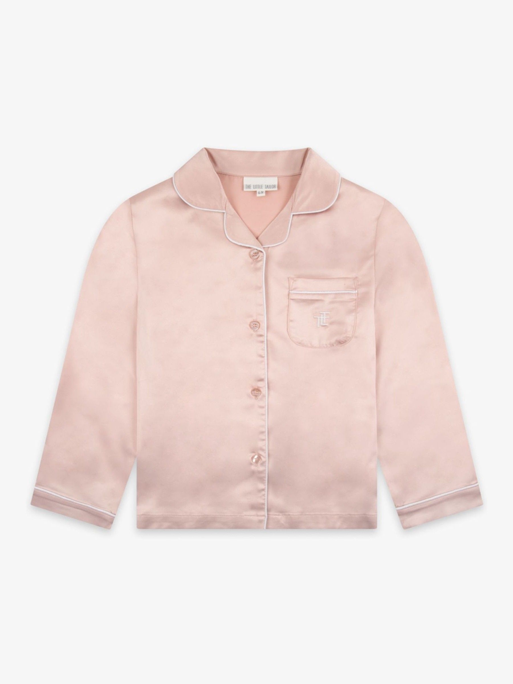 Roze - The Little Tailor Satijnen Kinder Kerstmis Pyjama's met Knoopsluiting