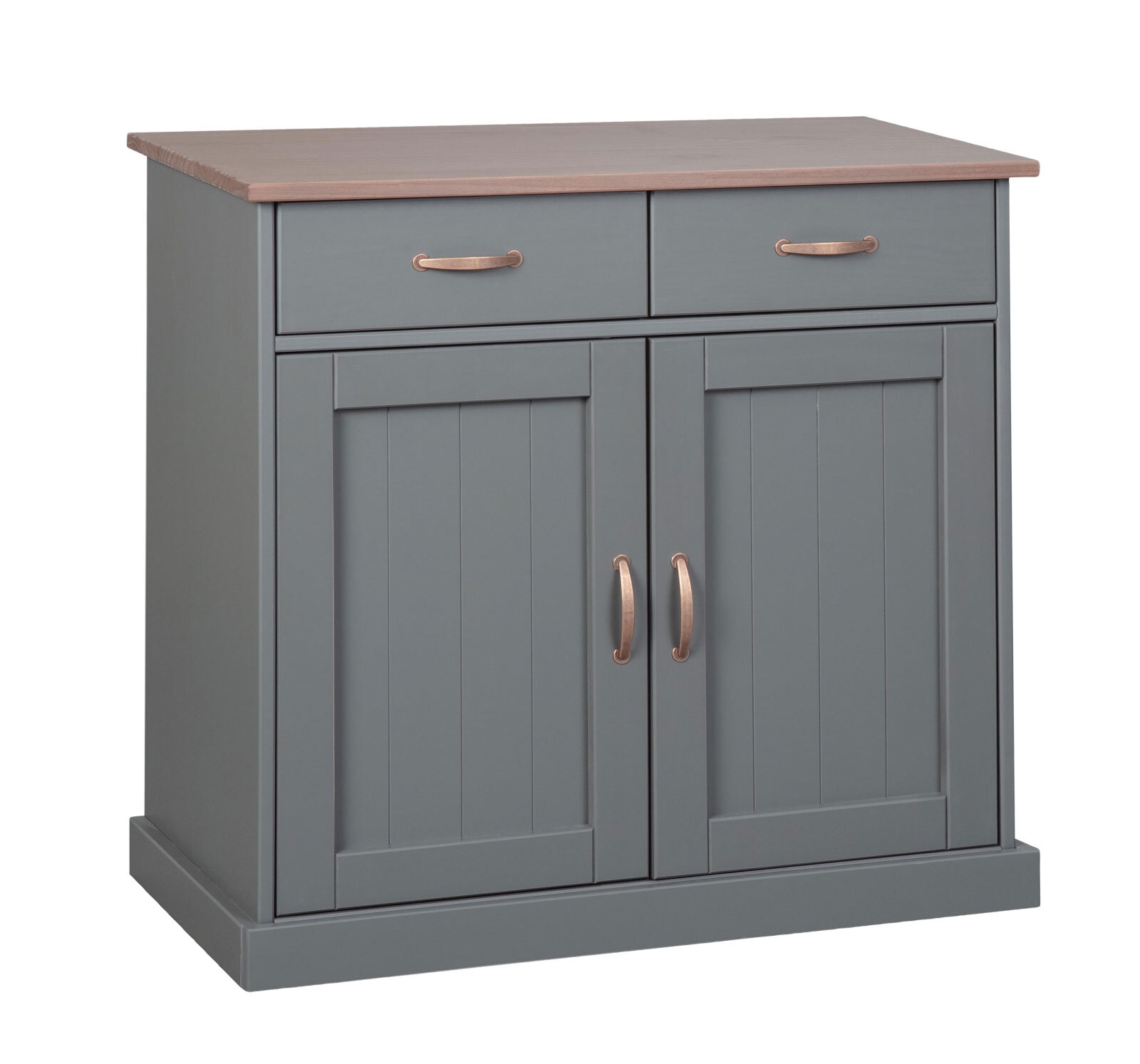 Kommode Niclas 3.1 Massivholz grau/braun 90x86x45 cm