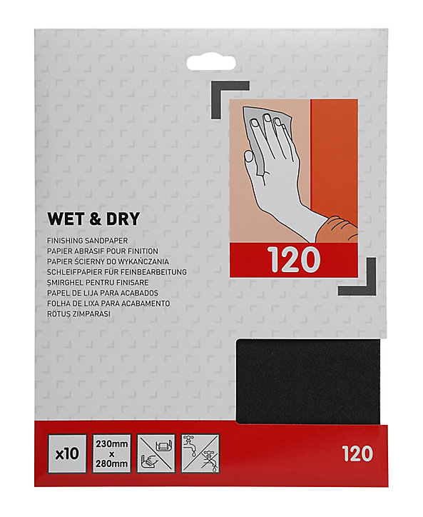 Abrasif Grain 120 pour support sec ou humide - 10 pièces