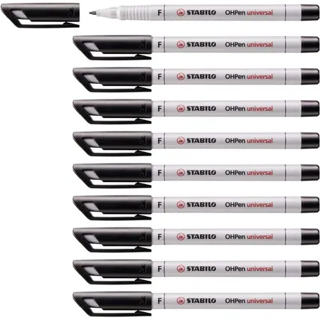 Folienstift - STABILO OHPen universal - wasserlöslich fein - 10er Pack - schwarz