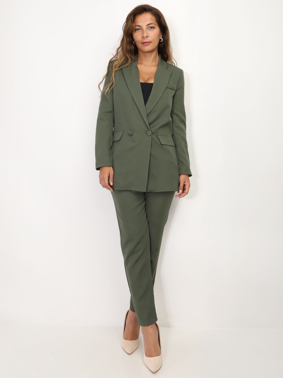 Ensemble tailleur droit- Kaki