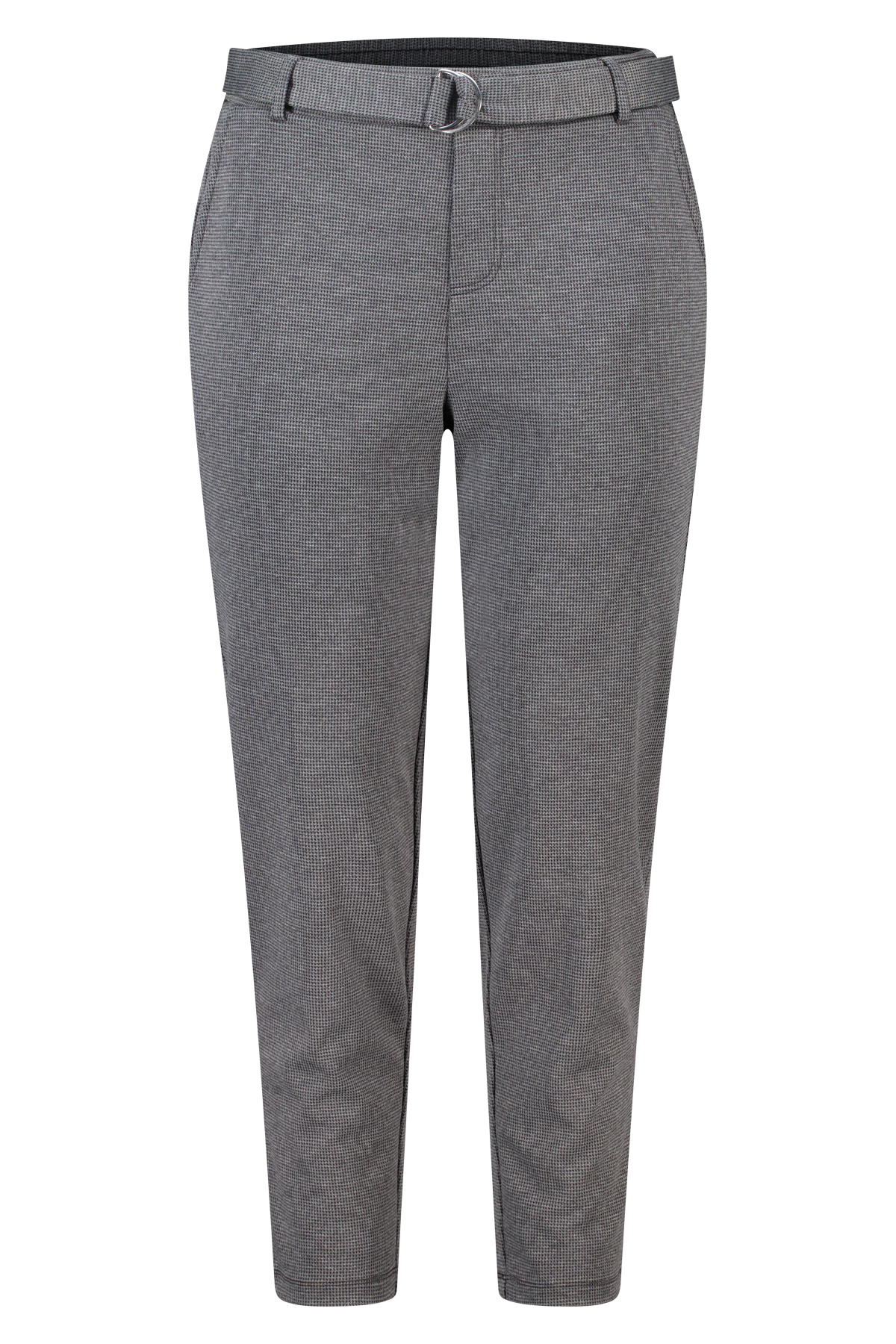 Slim fit pantalon met ceintuur Multi Grey/ Black