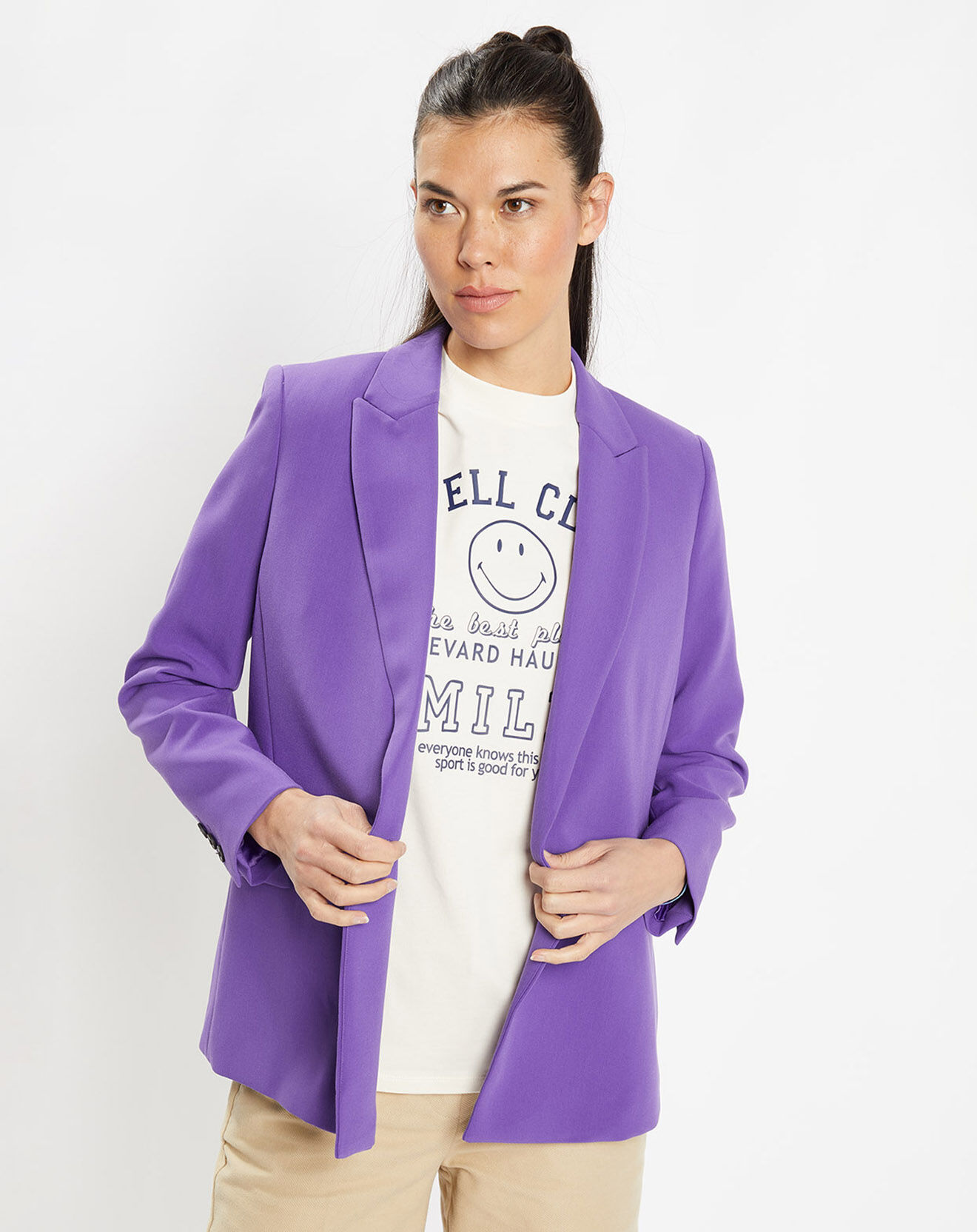 Galeries Lafayette Veste blazer Rune double boutonnage violette
