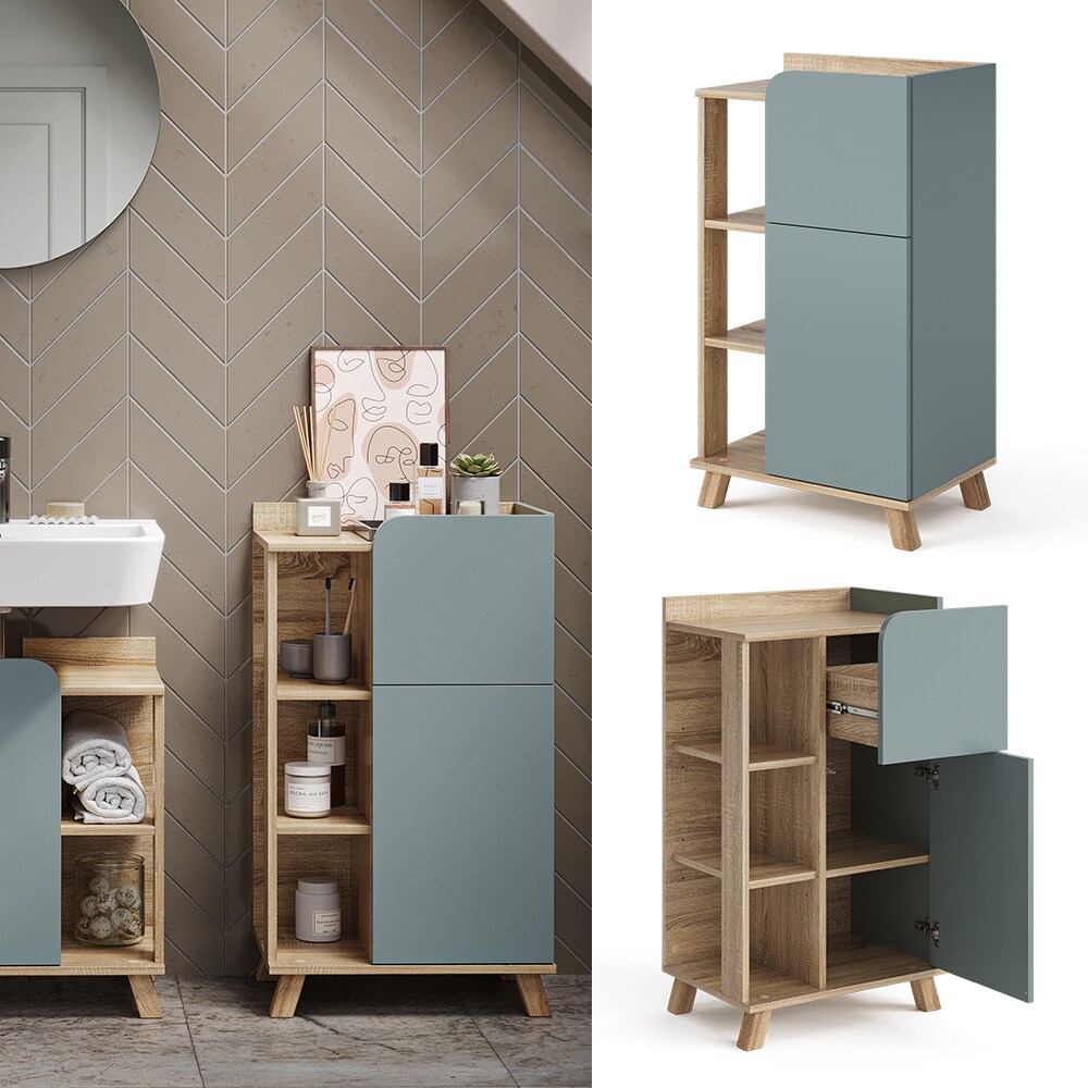 Vicco Unterschrank Karen Sonoma Mintgrün 50 x 90 cm Tür Schublade