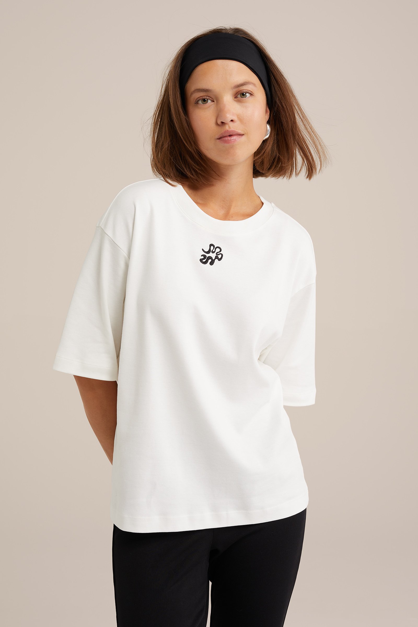 loose fit T-shirt met embroidery WE Fashion Wit