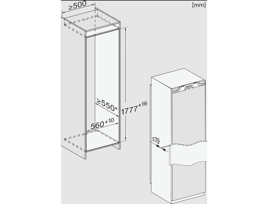 MIELE - Congélateur encastrable armoire FNS 7794 D, 213 litres, Nofrost, charnières droite