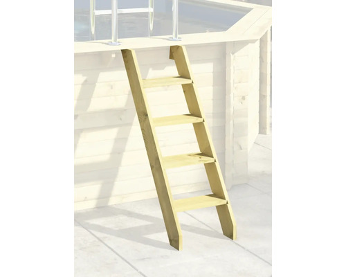 Opbouw houten zwembadset Karibu Classic 2C rond Ø 470x124 cm incl. ladder, bodembeschermvlies, zonnedek & 1 houten vleugel