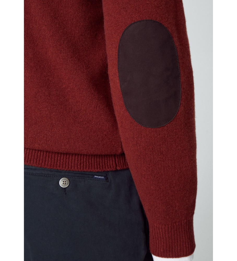 Jersey Hackett Lambswool Hzip vermelho tijolo