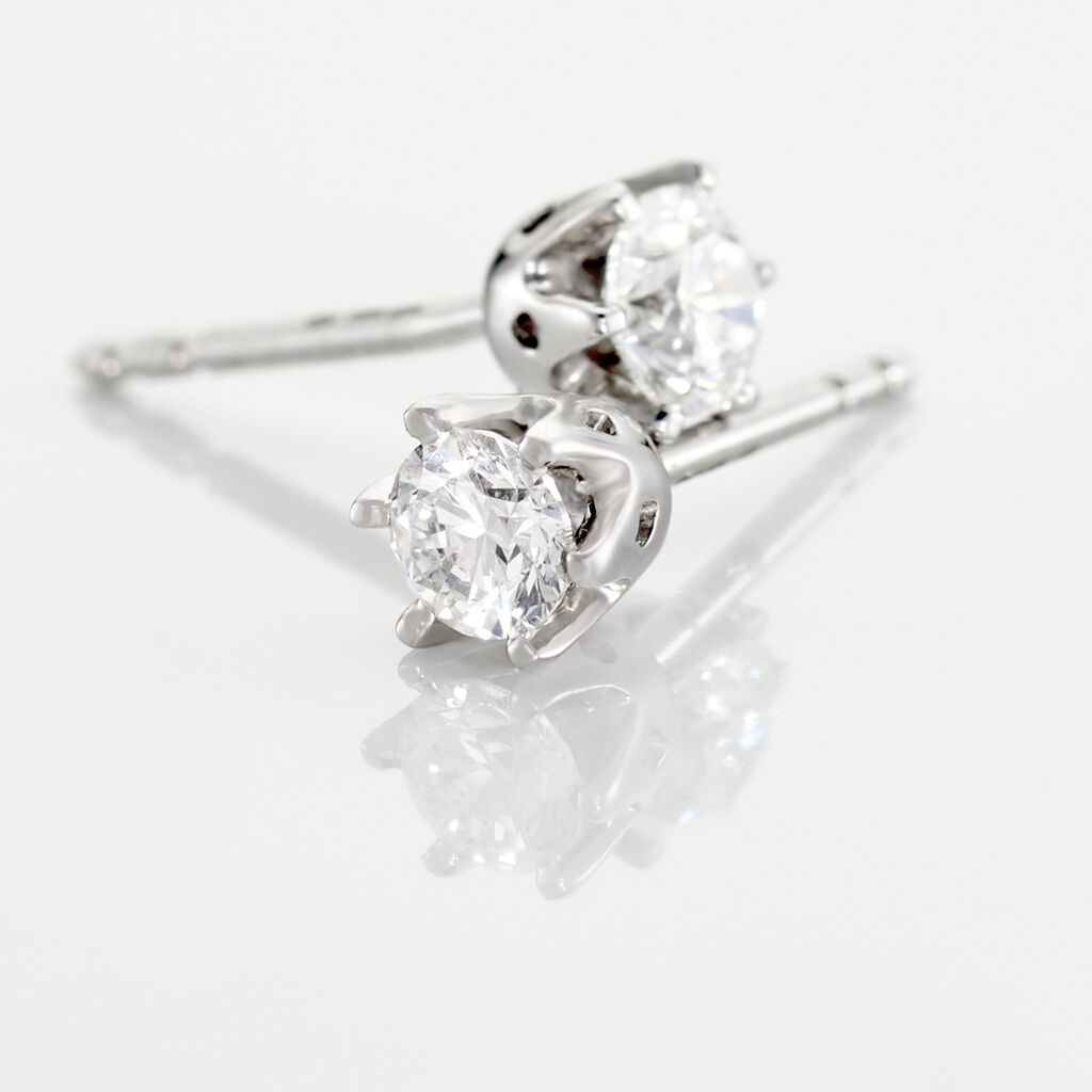 Boucles D'oreilles Puces Natalia Pl Platine Blanc Diamant