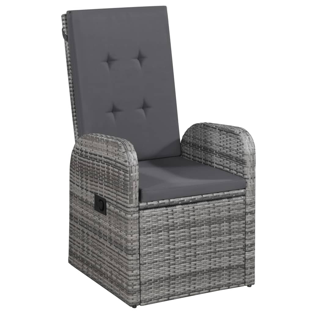 Ensemble de salle à manger de jardin meuble extérieur avec coussins 5 pièces gris