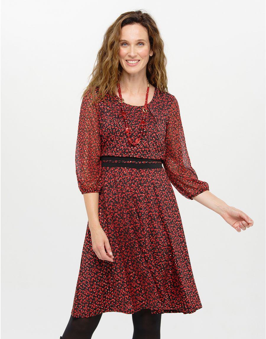 Robe voile imprimé rouge