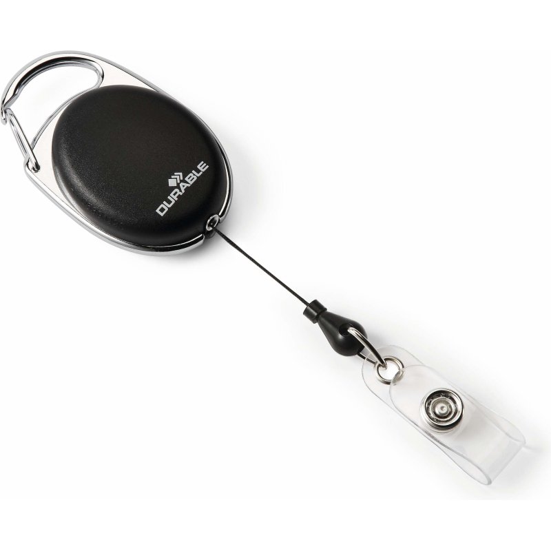 Porte-carte avec enrouleur 'STYLE', oval, blanc