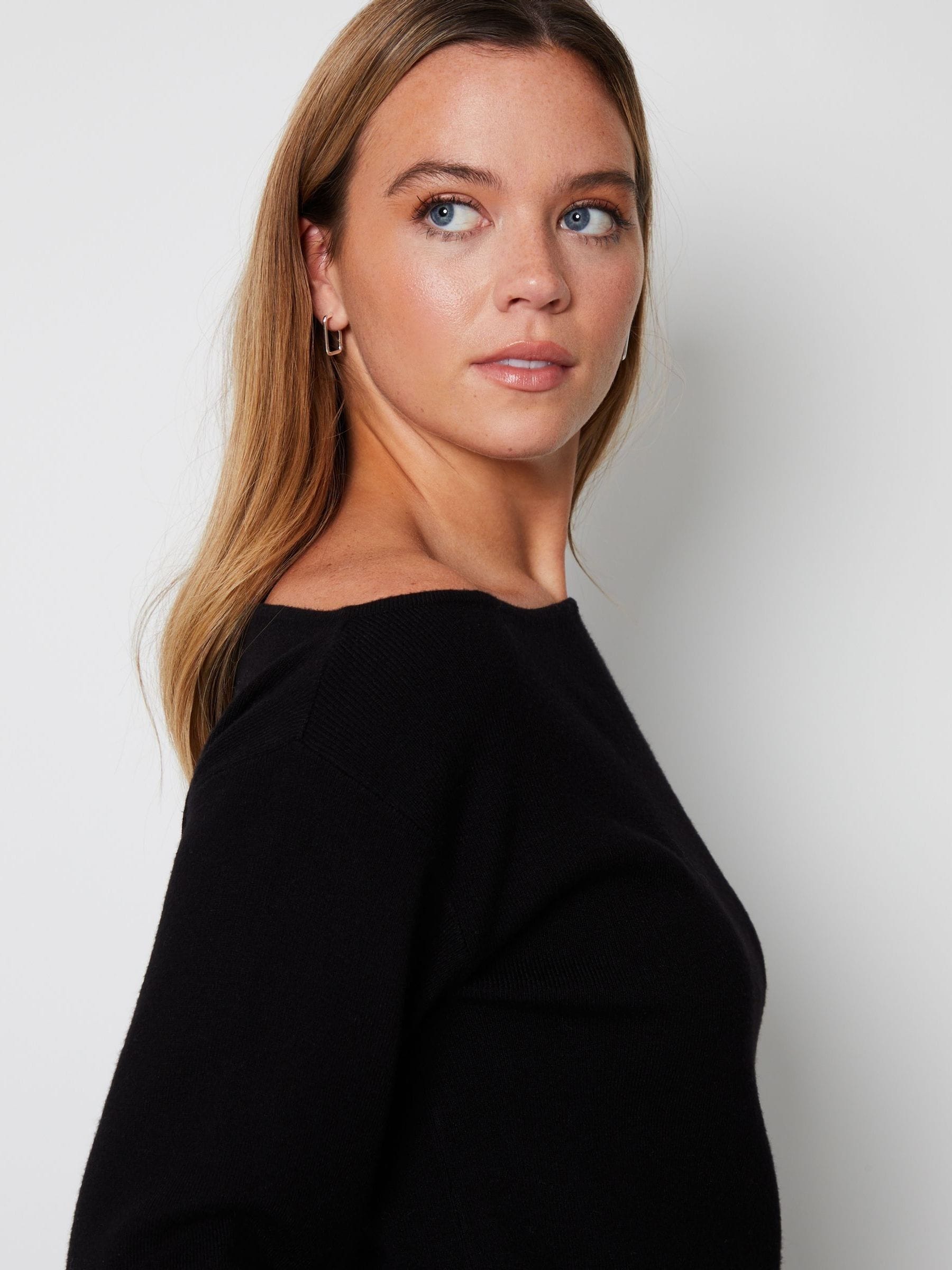 Zwart - Threadbare gebreide trui met boothals