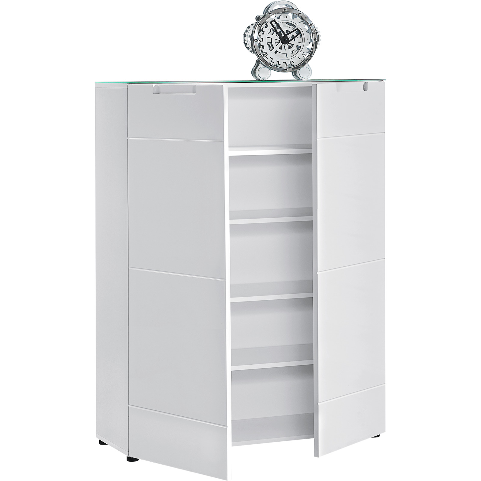 Schuhkommode Mailand Dekor weiss Hochglanz 90 x 120 x 35 cm