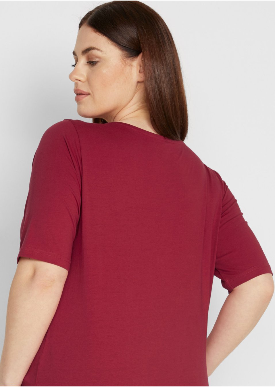 T-shirt col bateau, manches mi-longues