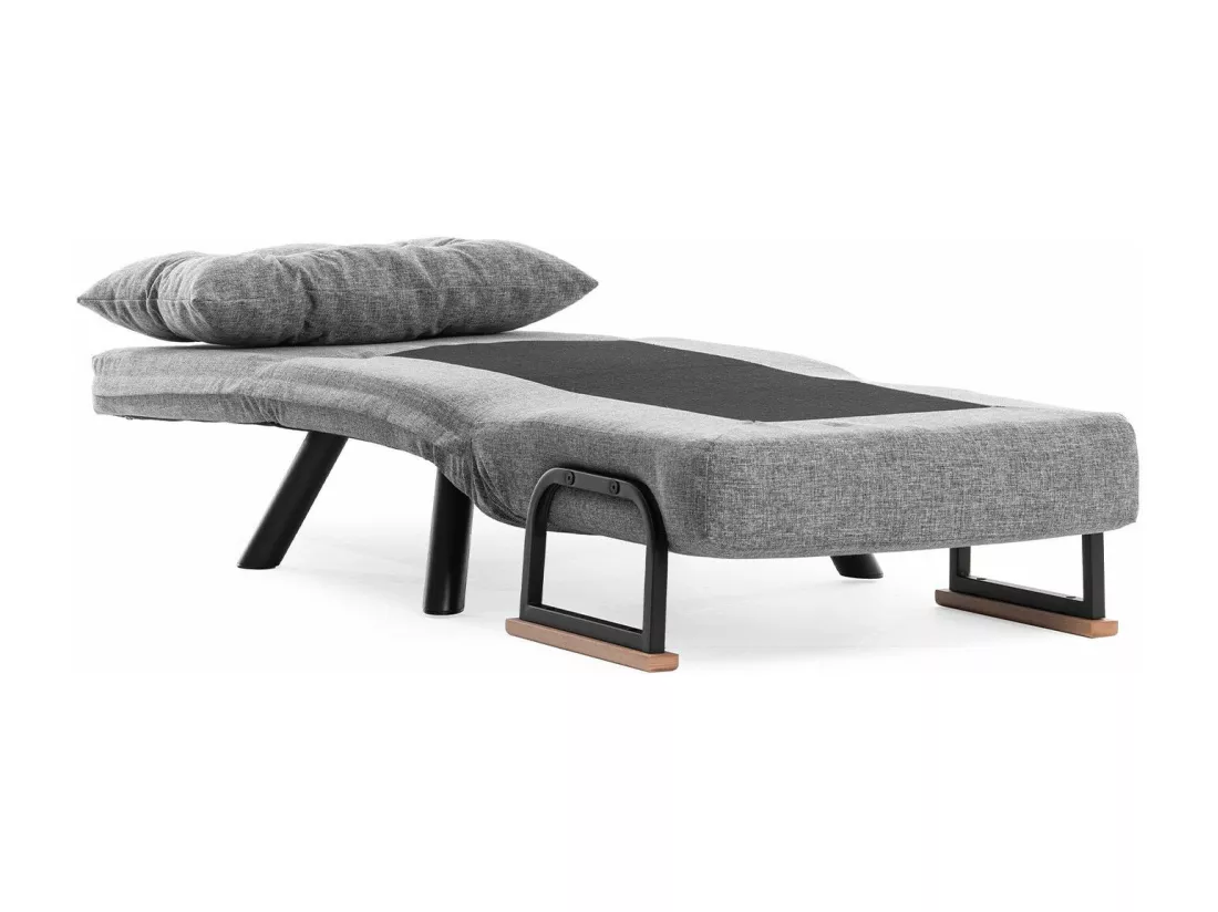Fauteuil convertible Yolanda Métal Noir et Lin Gris clair