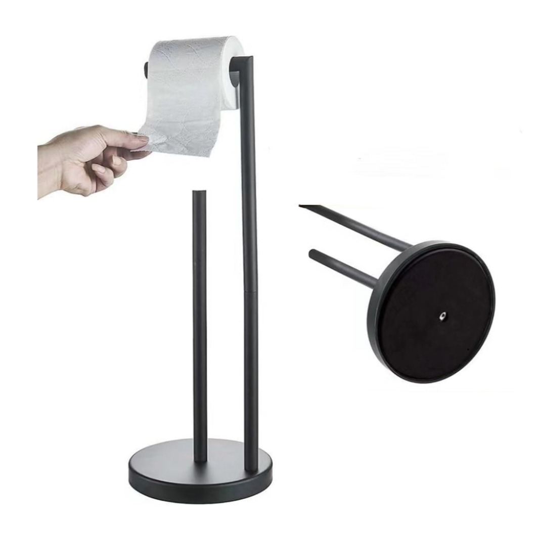 (55x17cm) Toiletten Papier Halterung Freistehender WC Papier Ständer - Schwarz