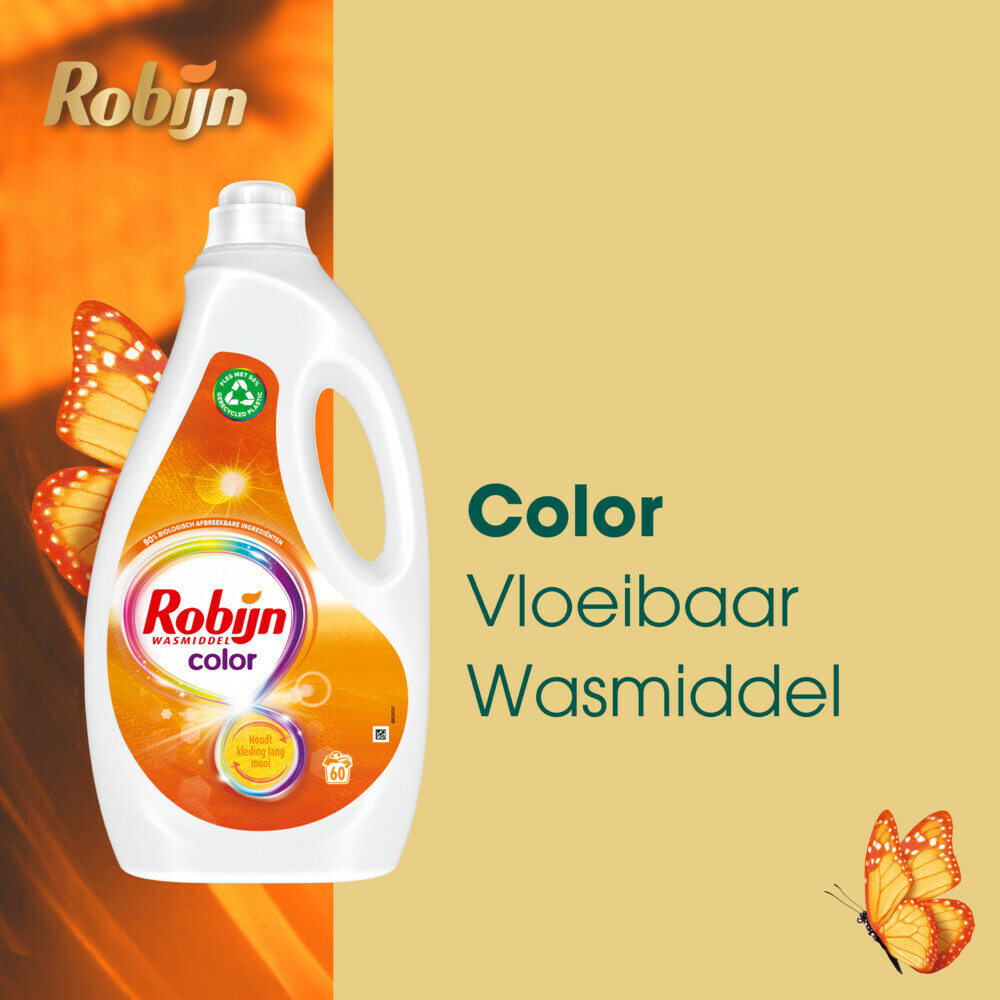3x Robijn Vloeibaar Wasmiddel Color 60 Wasbeurten3 liter
