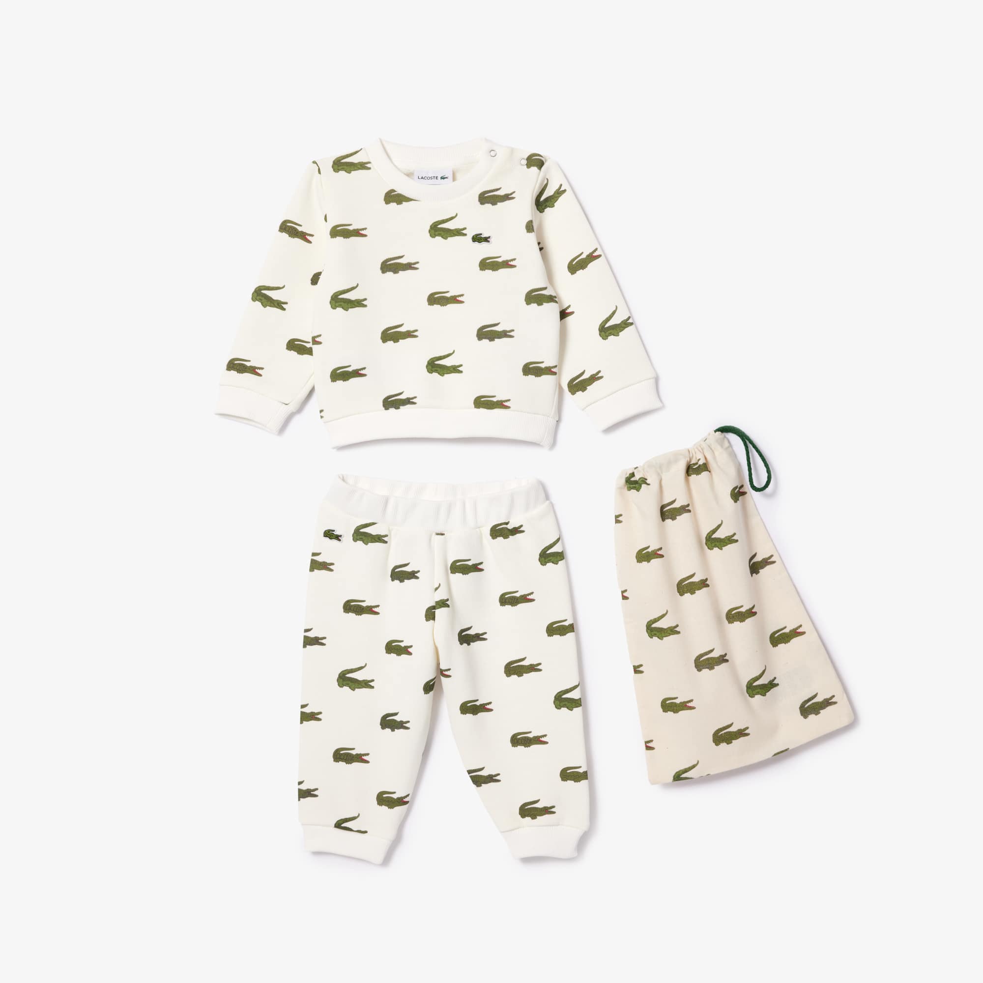 Coffret pyjama imprimé crocodile en coton Coffrets Cadeaux - Blanc - Lacoste - Enfant