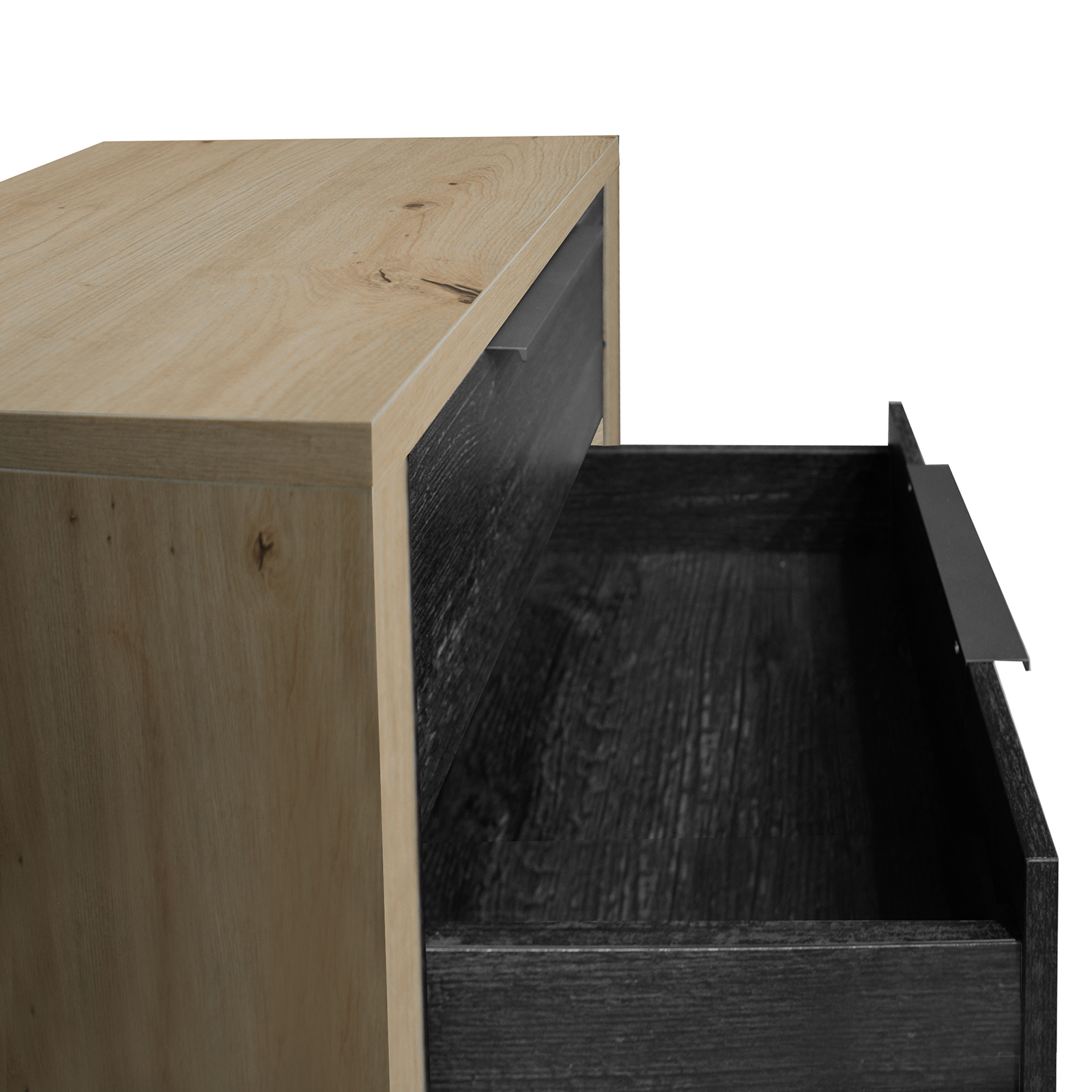 Kommode - Artisan Eiche - Flamed Wood black - 3 Schubkästen