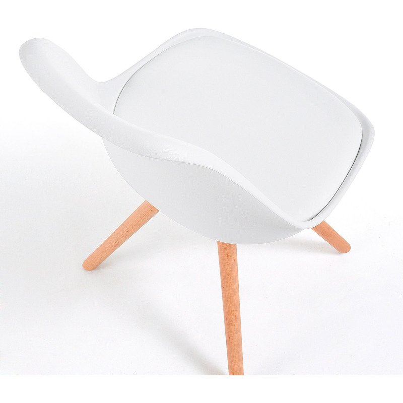 Chaise Ralf - assise plastique et coussin PU - pieds bois massif