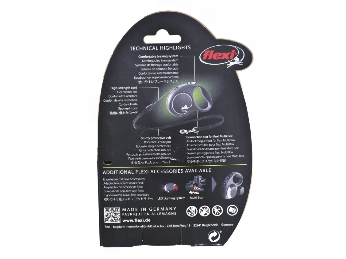 flexi Black Design S bånd 5 m, 15 kg, sort