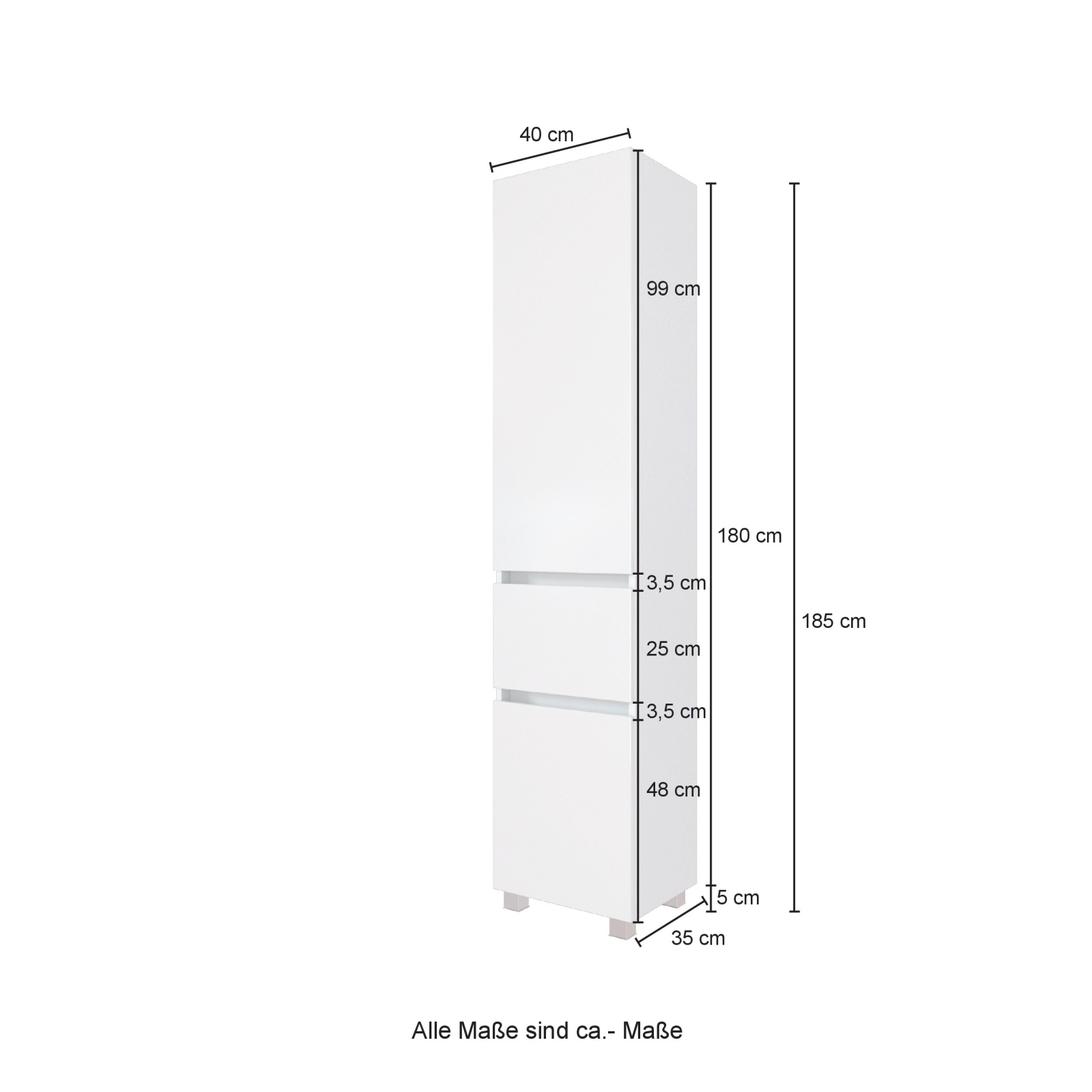 Seitenschrank LUCCA/KOPENHAGEN - weiß matt-Wotan Eiche - 40 cm