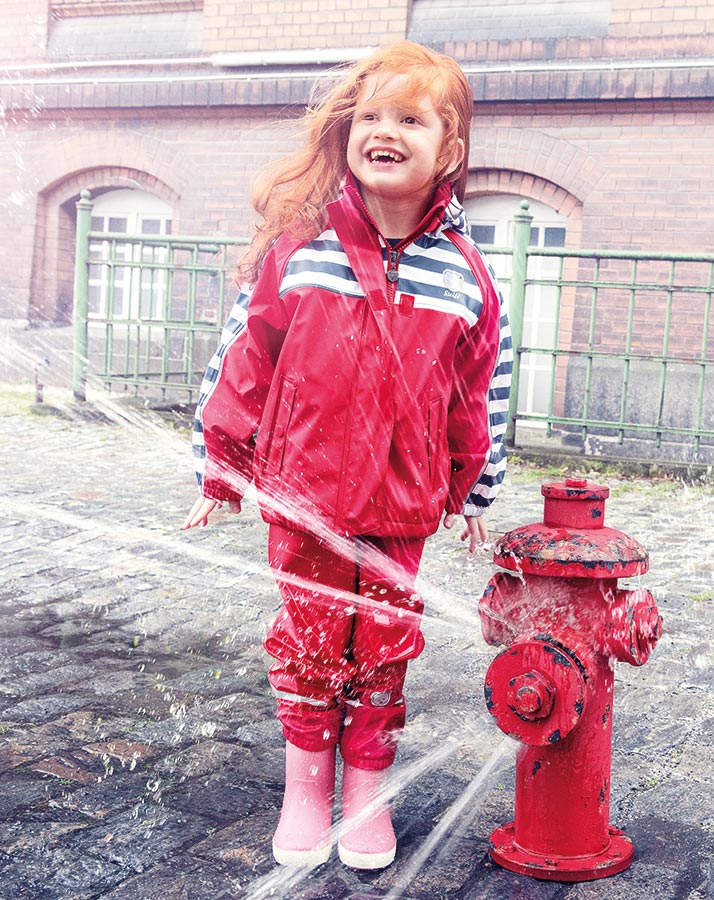 Regenjacke RAGLAN STRIPED mit abnehmbarer Kapuze in pink