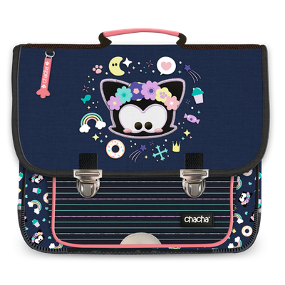 Cartable Chacha Kinky 36 cm - 2 compartiments - bleu - Kid'Abord