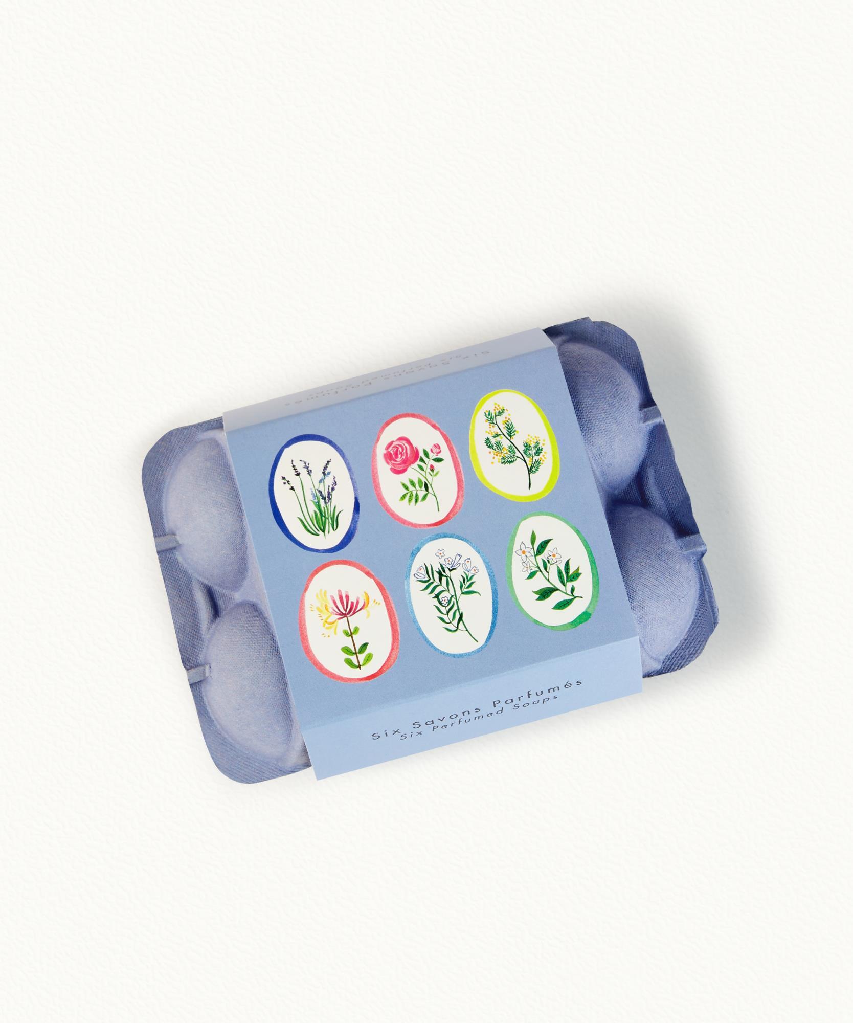 Savons en forme d'oeuf  Boite de 6 x 50 g - Bleue