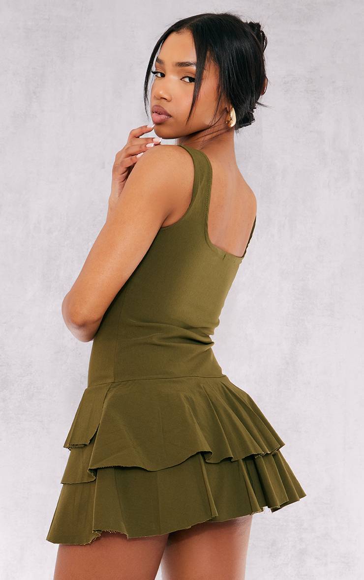 Kaki Combi-short Jupe-short Plissée En Tissu Extensible