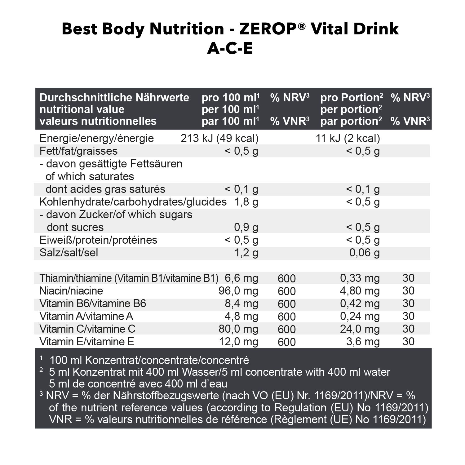 Best Body Vital Drink Zerop