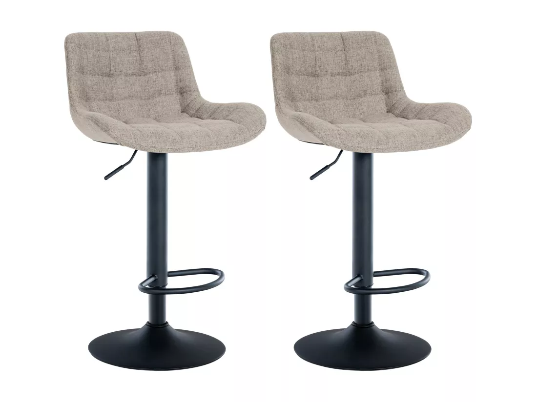 Lot de 2 Tabouret de bar - Tissu - Taupe - Tover