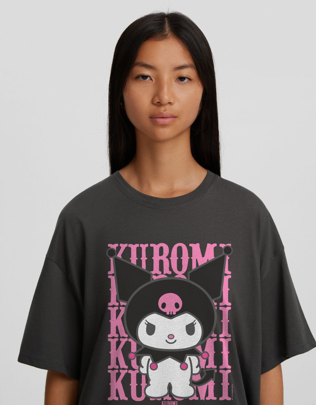 Camiseta oversized de manga curta com estampa Kuromi