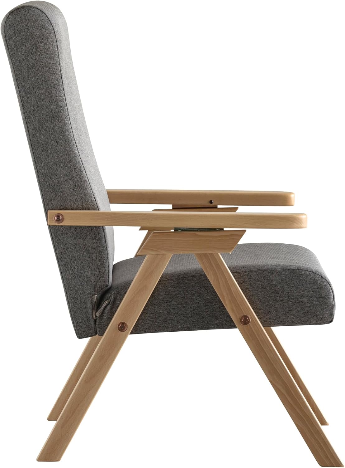 ESSEGI Sessel aus Holz Fiammta Relax, mit Liegefunktion, natürlicher Stoff, grau, abziehbar