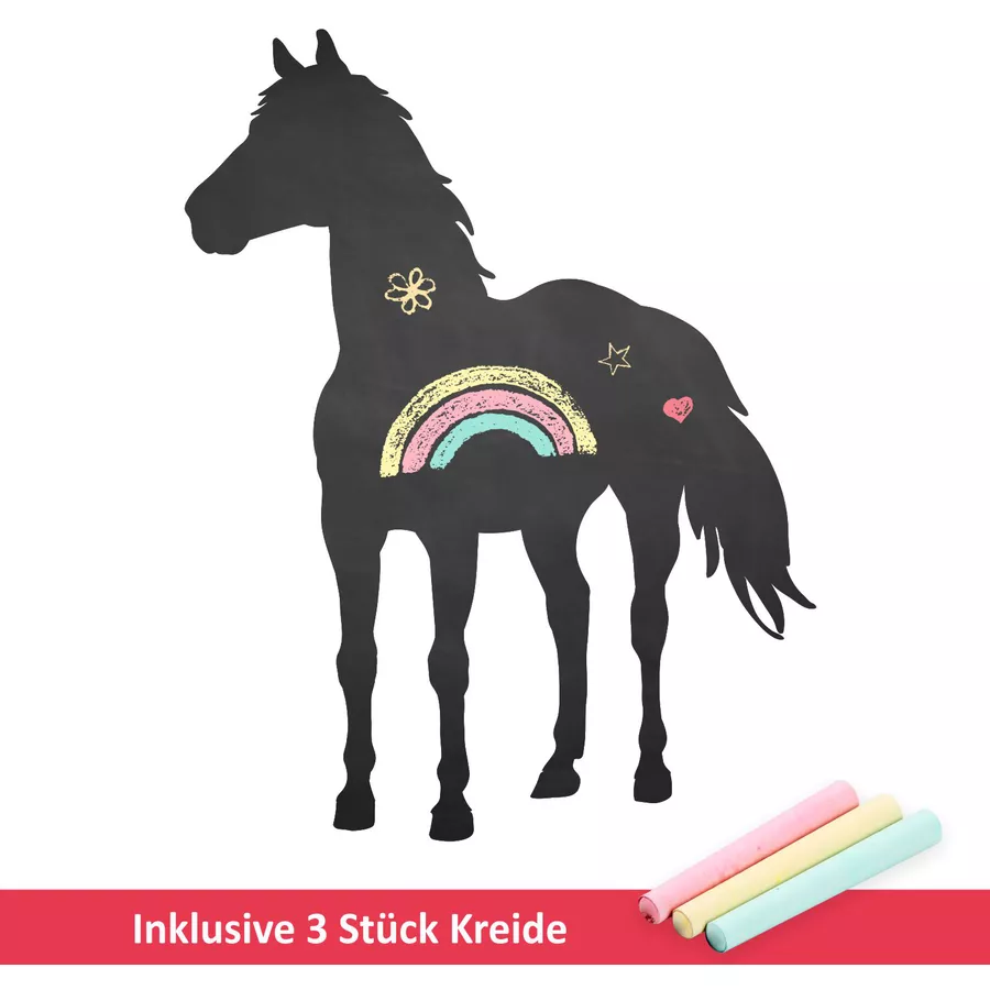 Nikima Wandtattoo 006 Pferd - selbstklebende Tafelfolie Kreidefolie inkl. 3 Stück Kreide schwarz
