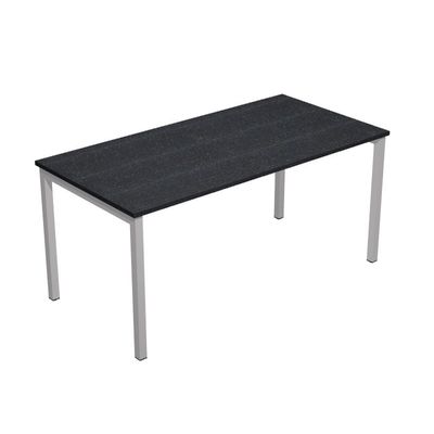 Bureau droit Trend - L180xP80 - 4 pieds métal arche - plateau imitation frêne noir