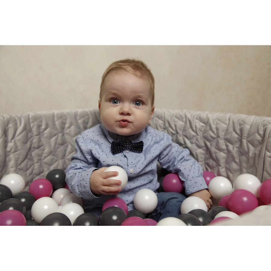 knorr toys® Bällebad soft - Cosy geo grey - 300 balls cremegreyrose grau