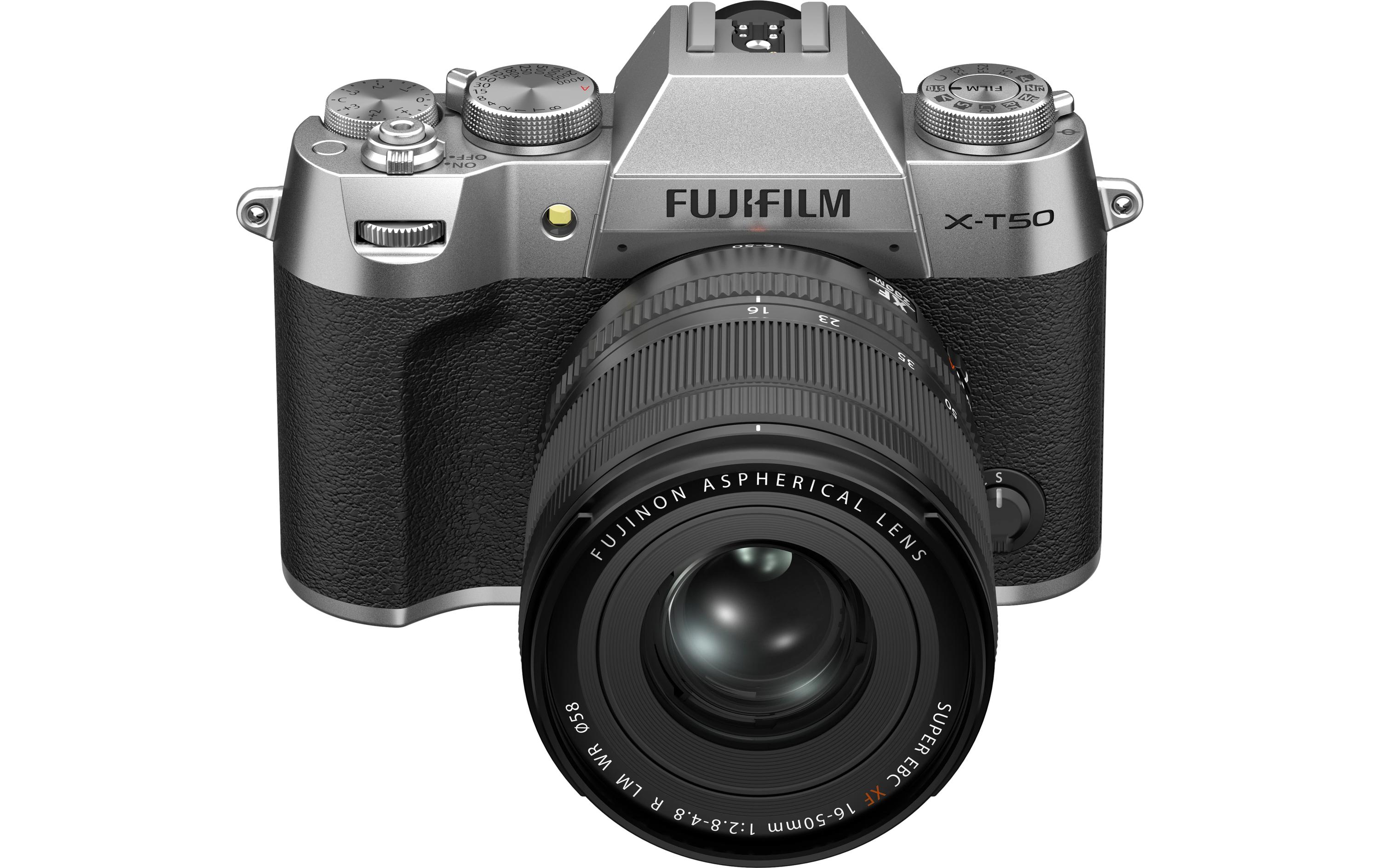 Fotokamera X-T50 Silver Kit XF 16-50mm<br>Kompakte Systemkamera mit 40.2-Megapixel-Sensor, 6.2K-Video und Filmsimulations-Einstellrad