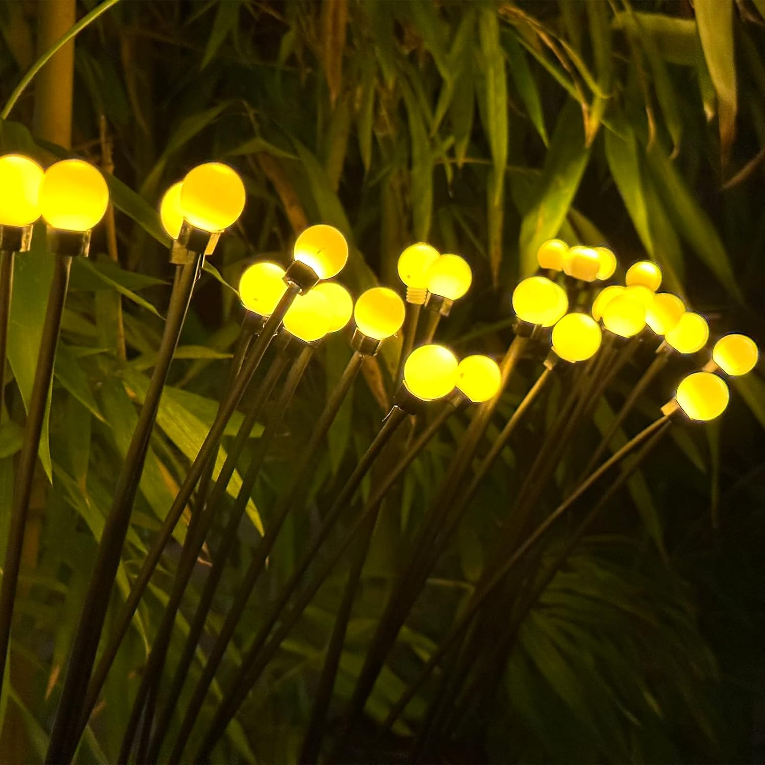 (68cm) 6 LED's Solar Glühwürmchen Garten Deko Beleuchtung Outdoor Lampe (IP44) - Warmweiss