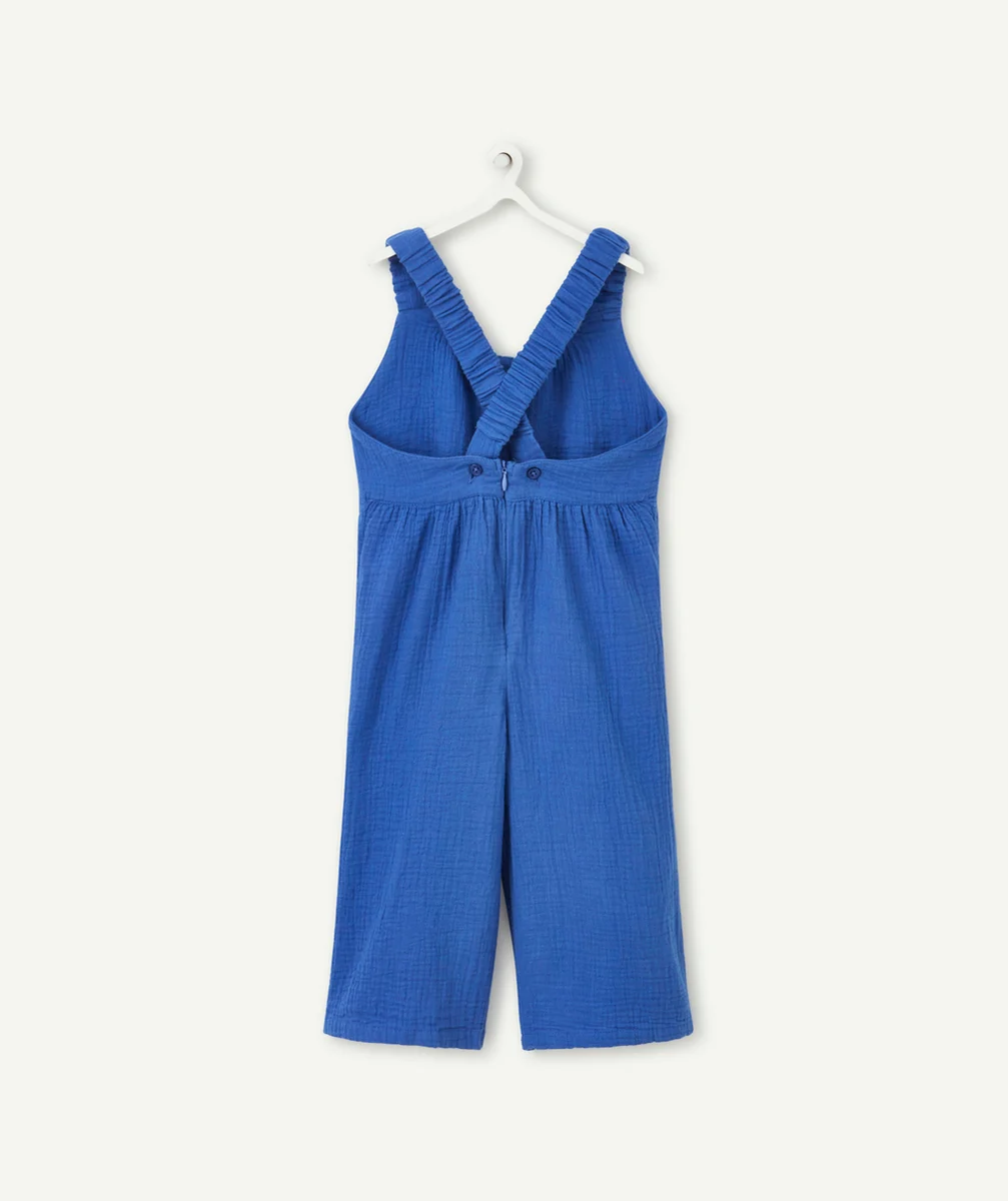COMBIPANTALON ÉVOLUTIVE FILLE BLEUE EN GAZE DE COTON