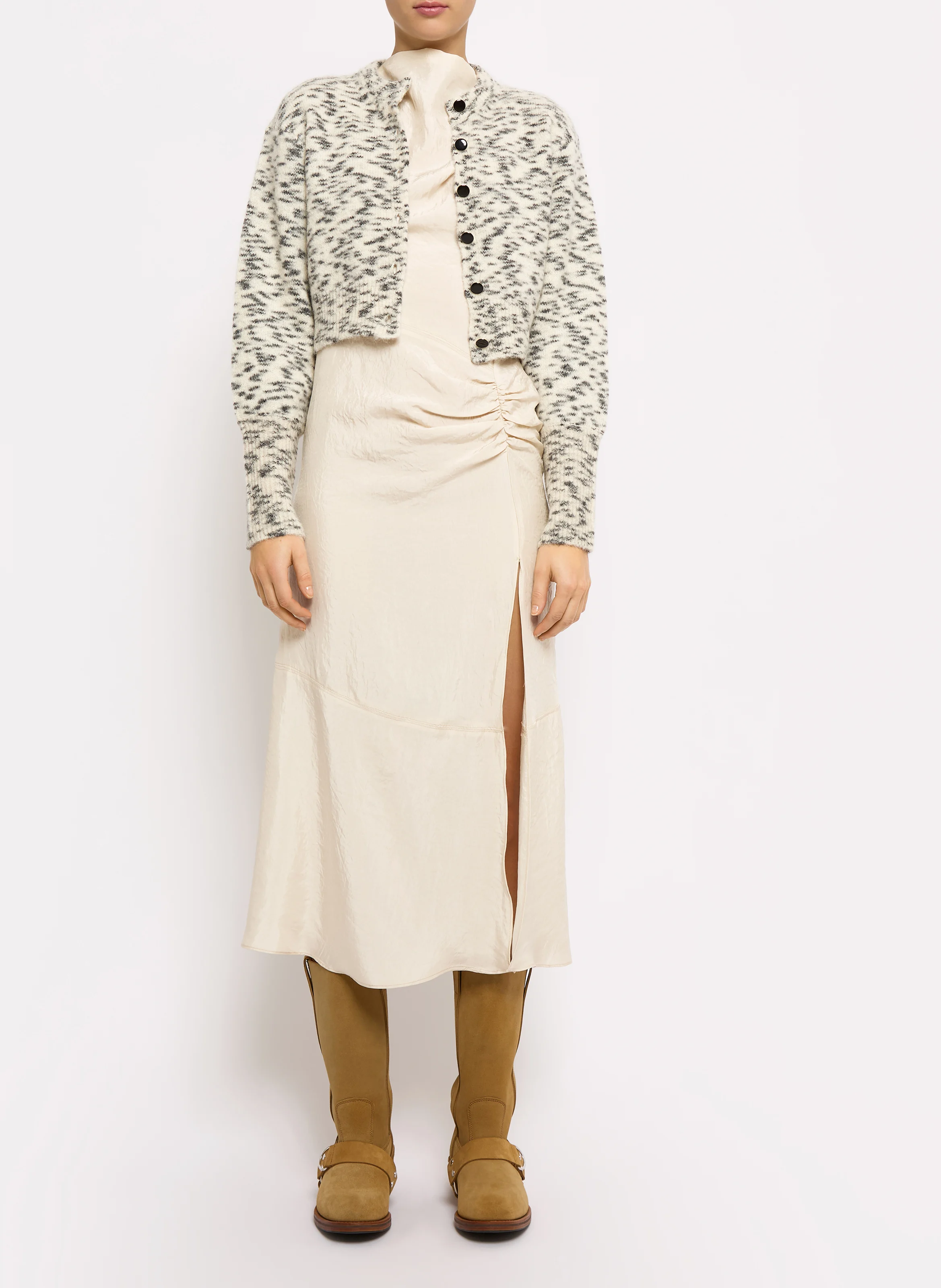 BOBBY - Gilet court en laine mélangée| Beige