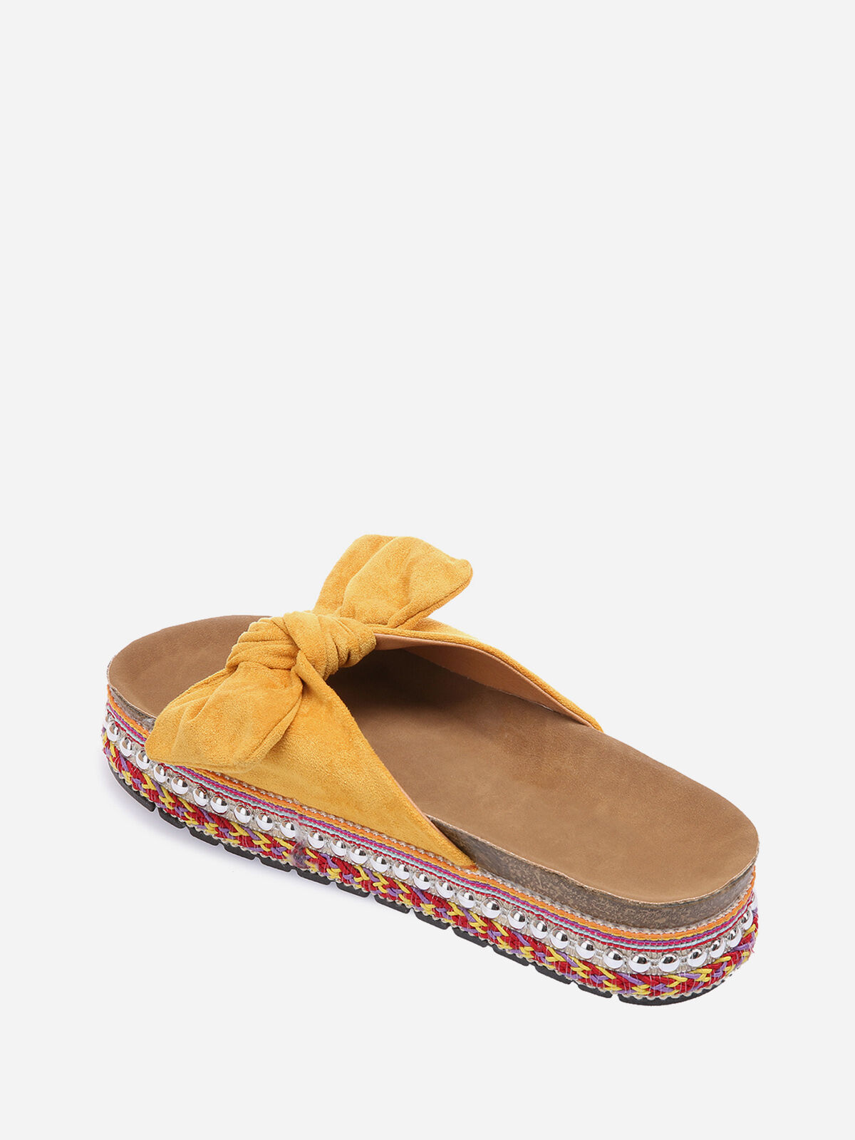 Mules à noeud et semelle à motifs- Jaune
