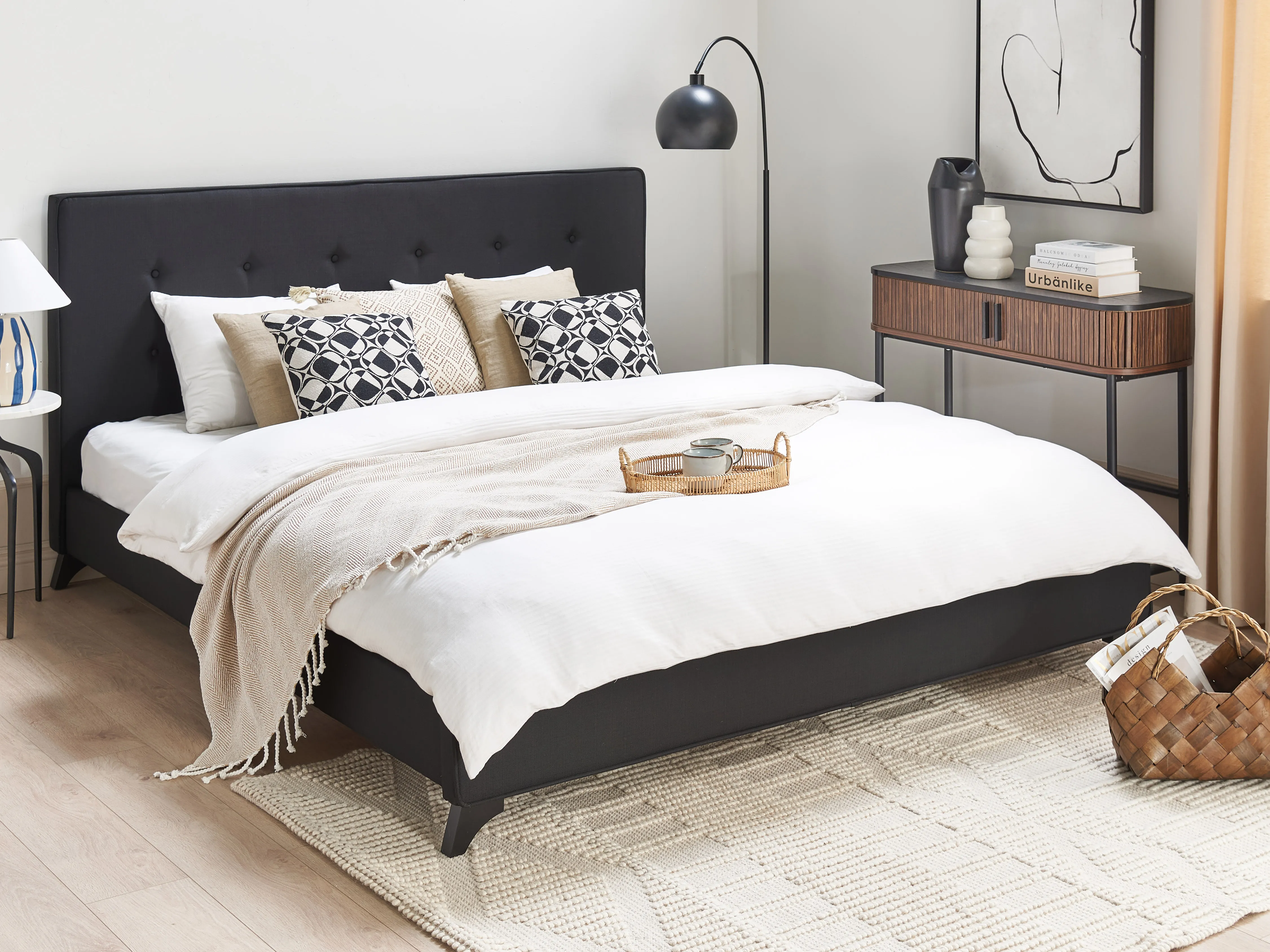 Bed Stof AMBASSADOR 180 x 200 cm Zwart