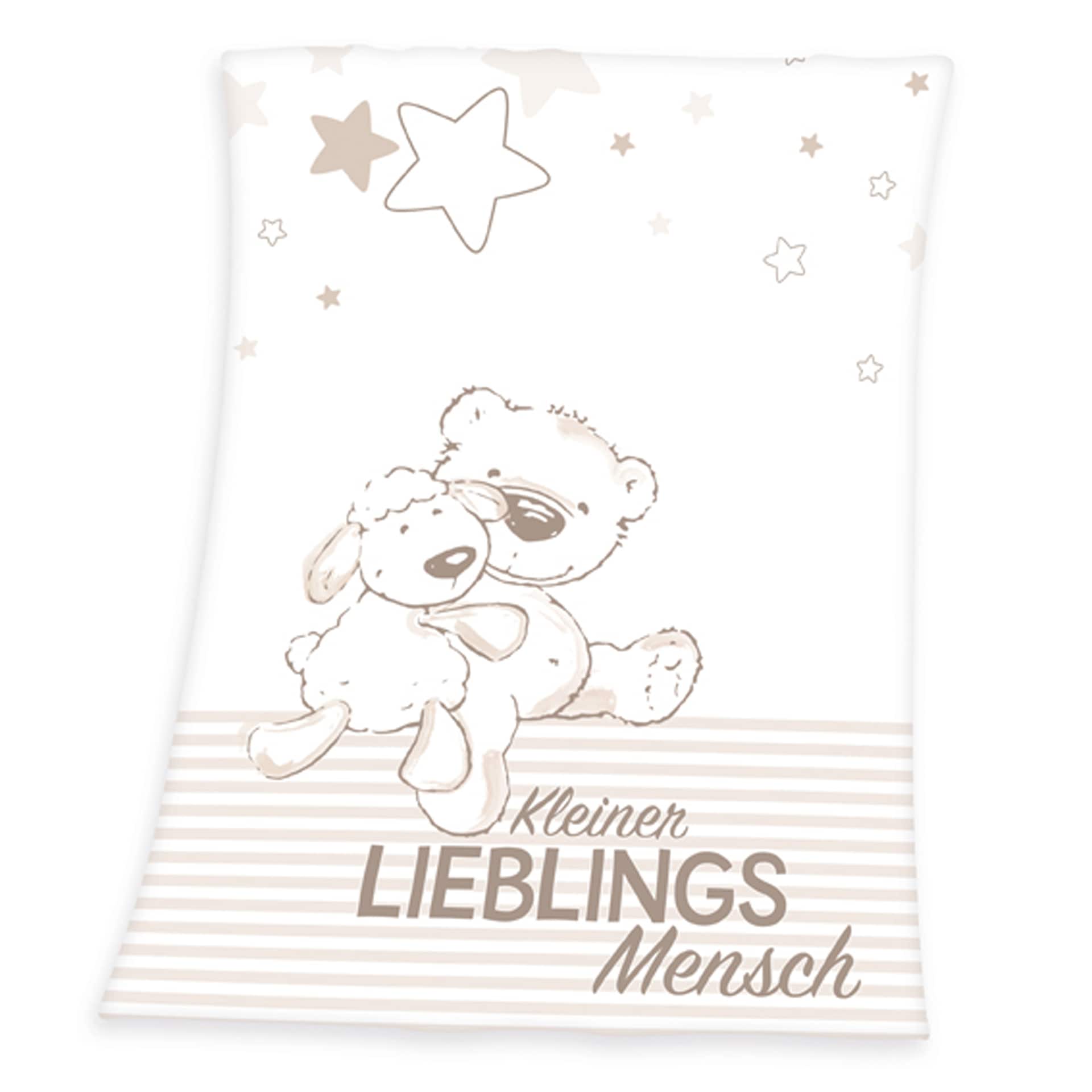 baby best Baby-Flausdecke LIEBLINGSMENSCH 75 x 100 cm weiß/beige