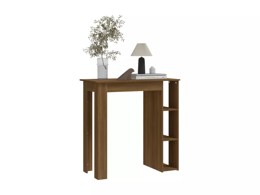 Table de bar avec étagère Chêne marron 102x50x103,5cm Aggloméré