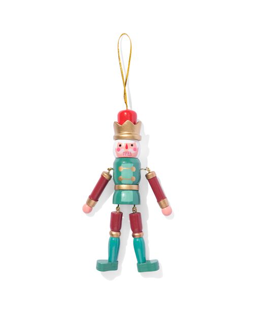 Suspension de Noël en bois casse-noix rouge