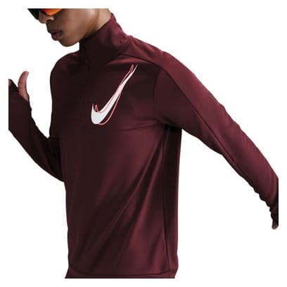 Haut 1/2 zip Nike Dri-Fit Swoosh Rouge Femme
