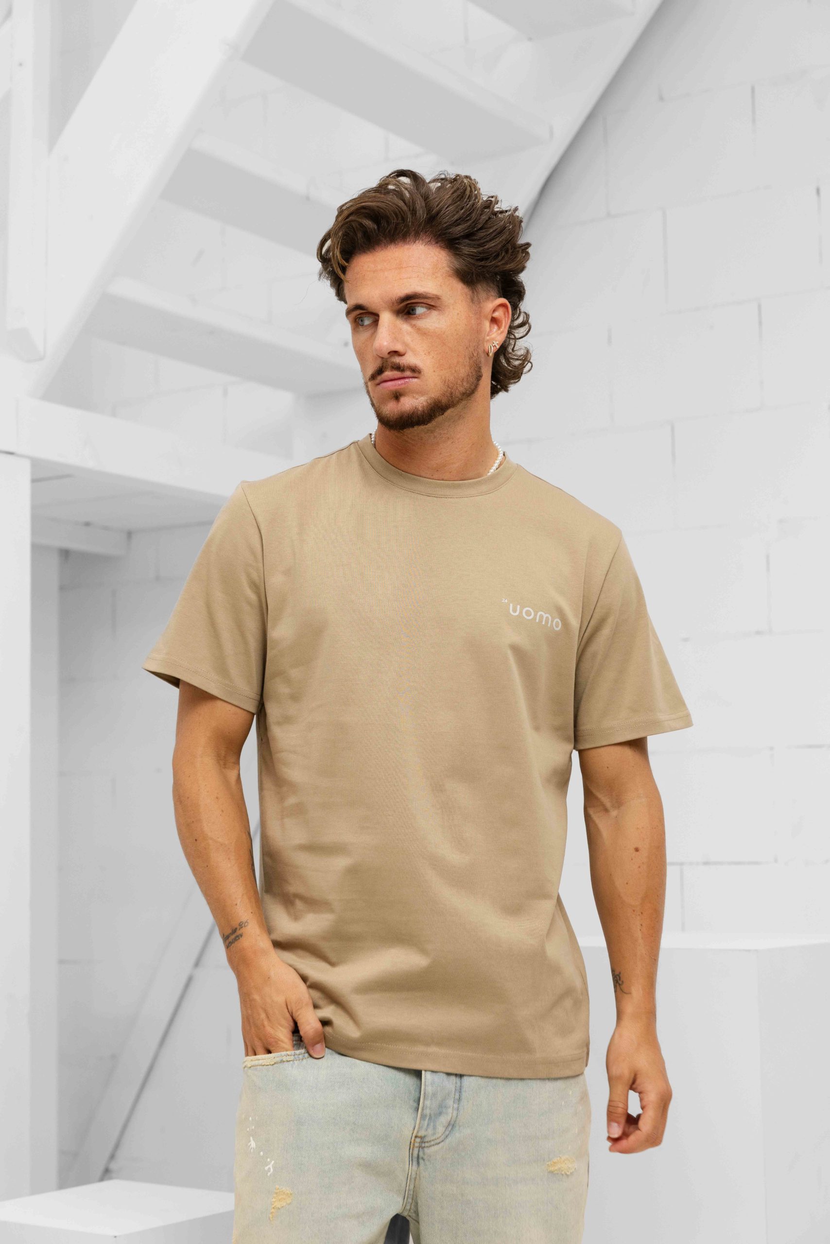 24 Uomo Basic T-Shirt Heren Groen